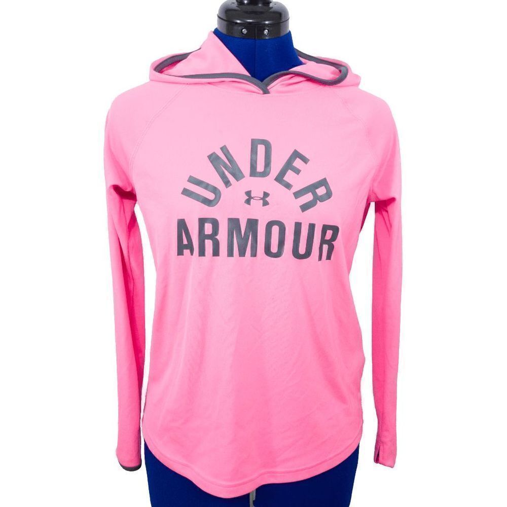 Under Armour Heat Gear Athletic Hoodie Neon Pink Youth Large
